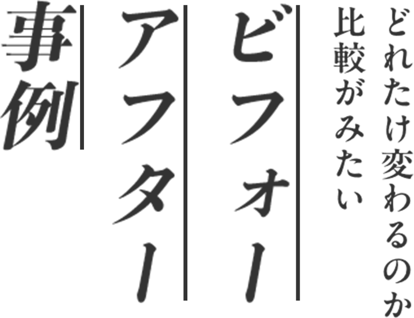 どれたけ変わるのか 比較がみたい　ビフォーアフター事例
